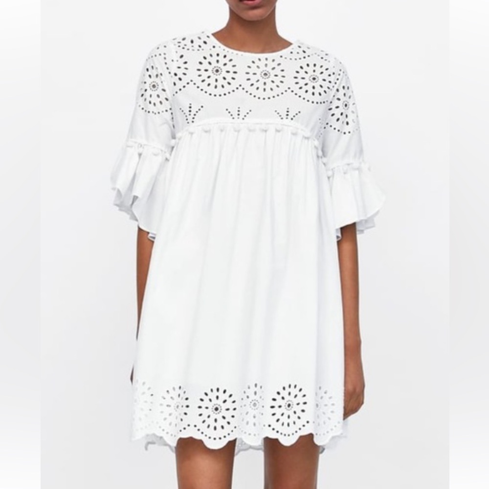 Zara Babydoll Dress with eyelet detail
